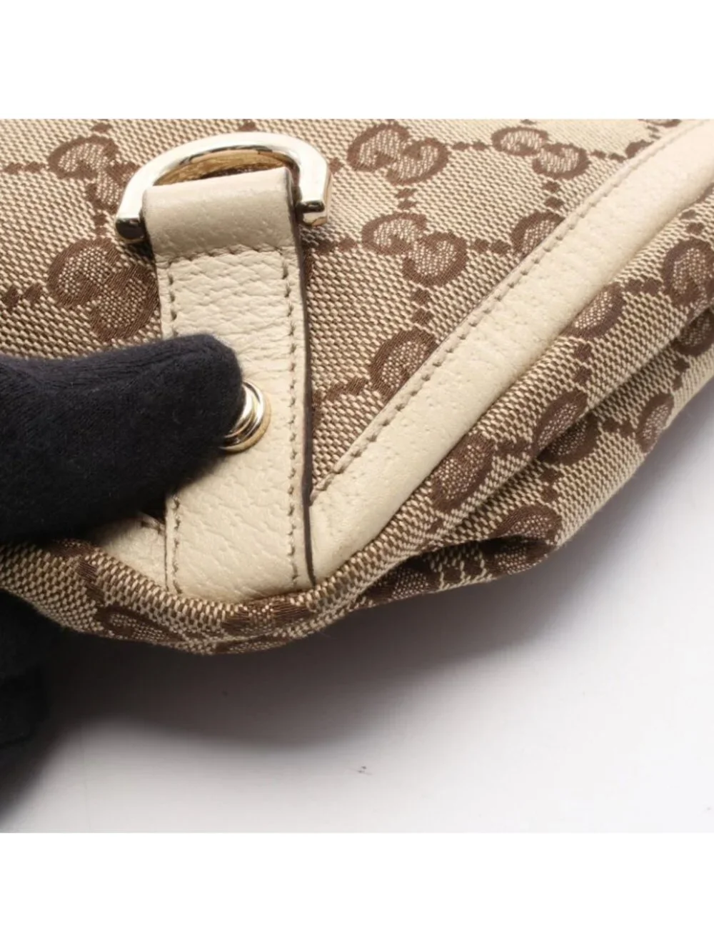 Gucci Tote Abbey Beige White Canvas Leather